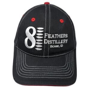 8 Feathers Distillery Boise, ID Strapback Baseball Cap Black One Size Vie Gear